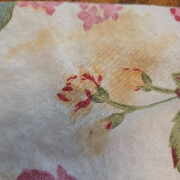 April Cornell Floral Cotton Oval Tablecloth Peony Butterflies Pink AS IS 78x78 - Picture 9 of 9
